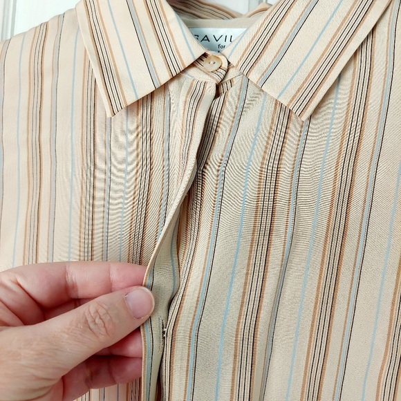 Saville for Nordstrom 100% Silk Striped Button-down Dress Shirt Sz 12 - Picture 5 of 10